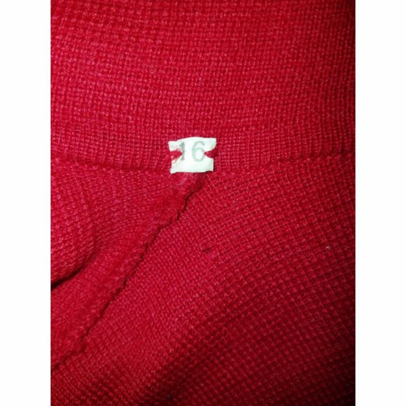 Vtg 70s Wool Double Breast Button Front Sweater Dress 16 - Picture 7 of 11